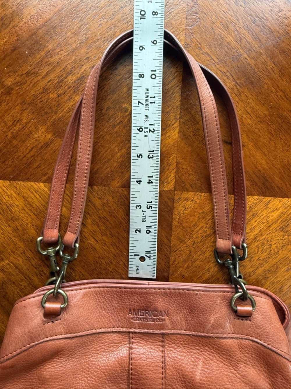 American Leather Company Triple Entry Leather Satchel - Picture 14 of 16